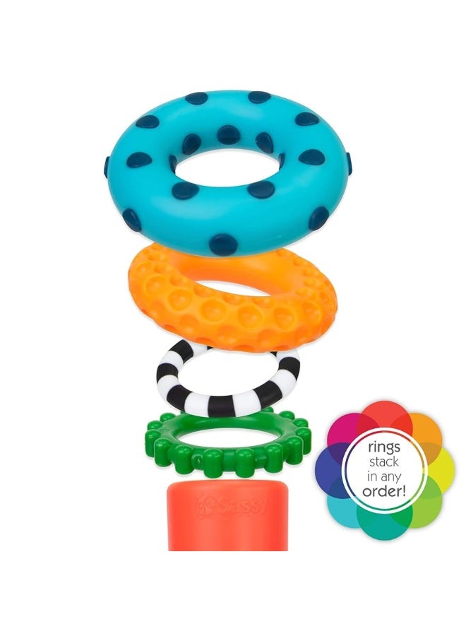 Sassy Stacks of Circles Stacking Ring STEM Learning Toy Age 6 Months Multi 9 Piece Set - Image 2