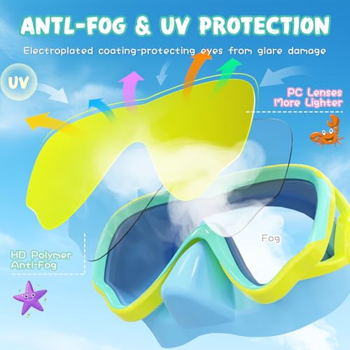 VegoVia 2 Pack Kids Swimming Goggles with Nose Cover, Comfort Fabric Strap, Shatter-Resistant PC Lens Anti-Fog Wide View Swim Mask - Image 2