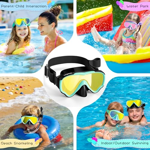 VegoVia 2 Pack Kids Swimming Goggles with Nose Cover, Comfort Fabric Strap, Shatter-Resistant PC Lens Anti-Fog Wide View Swim Mask - Image 5