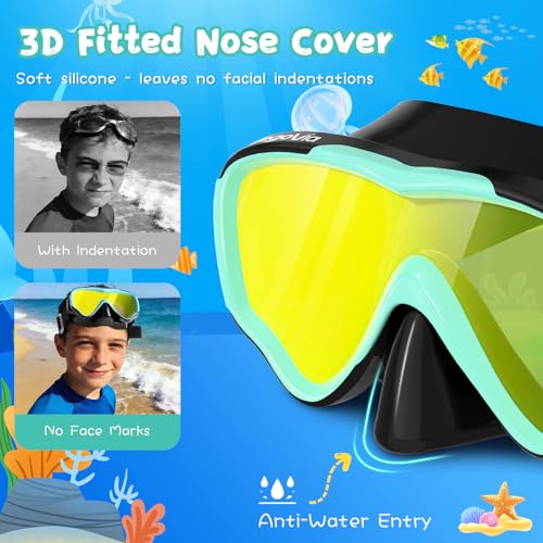 VegoVia 2 Pack Kids Swimming Goggles with Nose Cover, Comfort Fabric Strap, Shatter-Resistant PC Lens Anti-Fog Wide View Swim Mask - Image 3