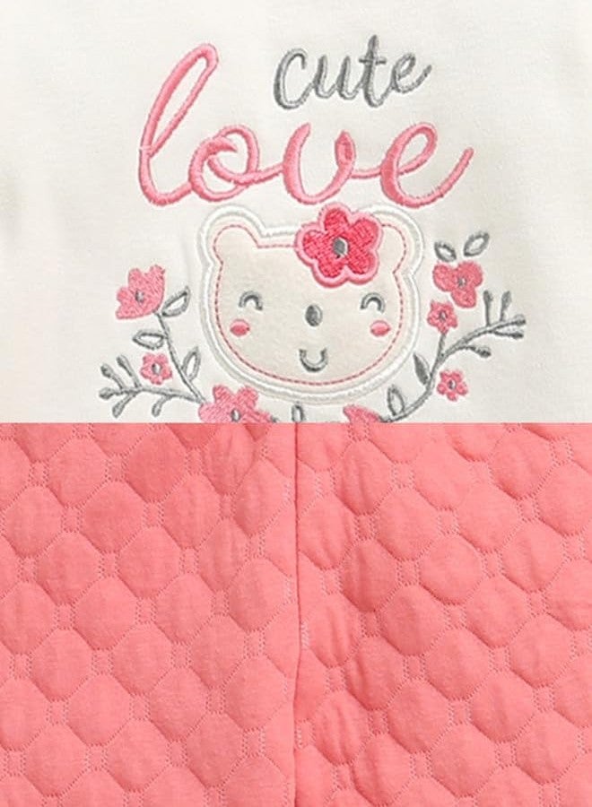 BUMZEE طقم شتوي للبنات من بامزي، مصنوع من البوليستر، بقصة عادية، لون الخوخ والكريم - من 12 إلى 18 شهرًا (Peb10666D-pch) - Image 5