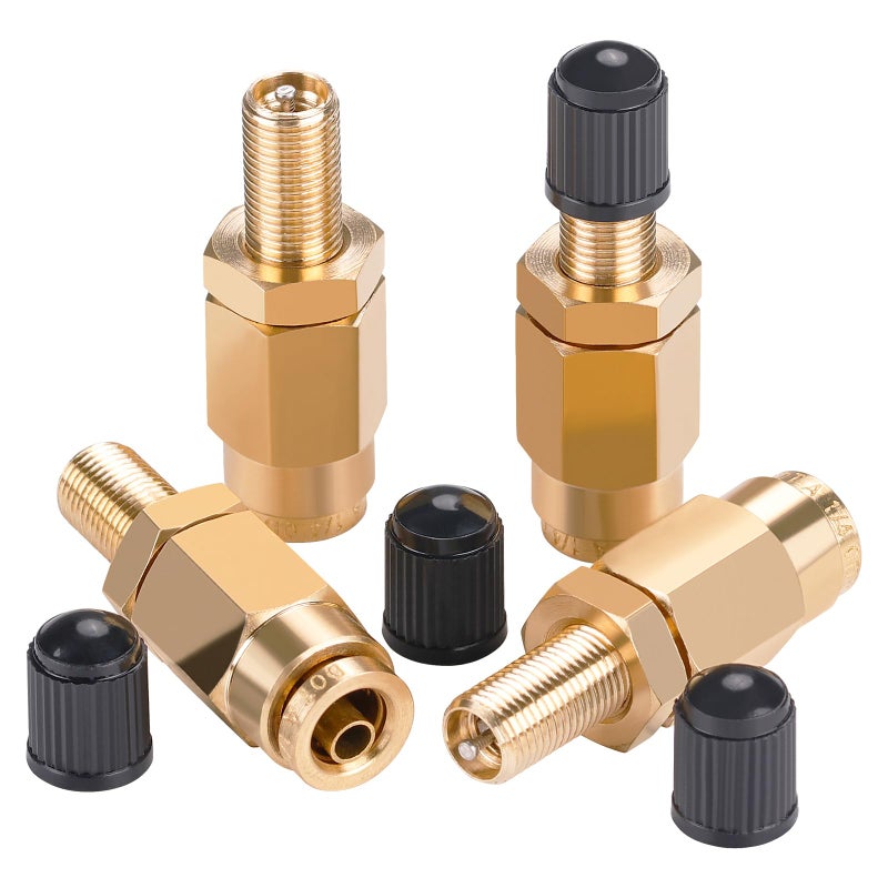 Generic Cheemuii 4 PCS 1/4" Inflation Schrader Valve with Push to Connect for 1/4" OD Air Line Tubing and Air Spring Suspension for Semi Truck Trailer Tractor  - Image 1