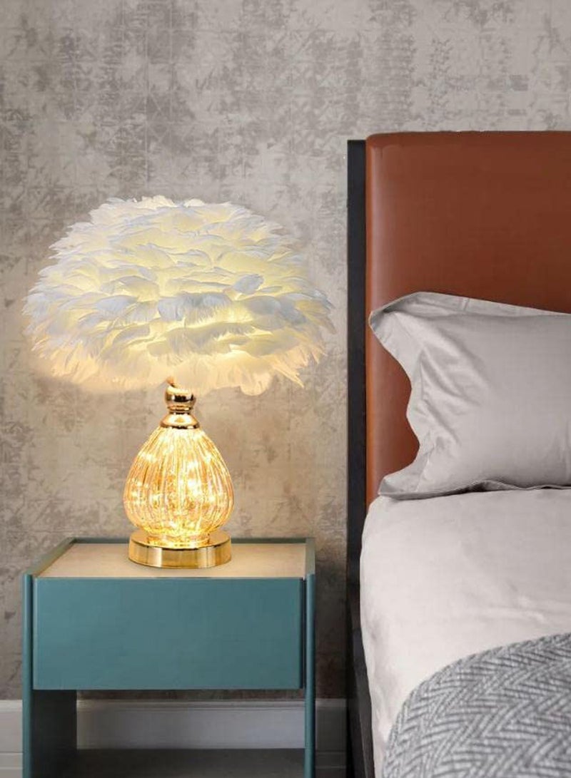 LINGWEI Feather Lamp Table Lamp with Three Diffret Colour Light Decoration Night Light LED Feather Table Lamp For Living room Bedroom Office Desk - Image 1
