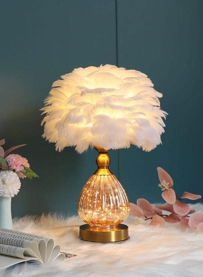 LINGWEI Feather Lamp Table Lamp with Three Diffret Colour Light Decoration Night Light LED Feather Table Lamp For Living room Bedroom Office Desk - Image 2