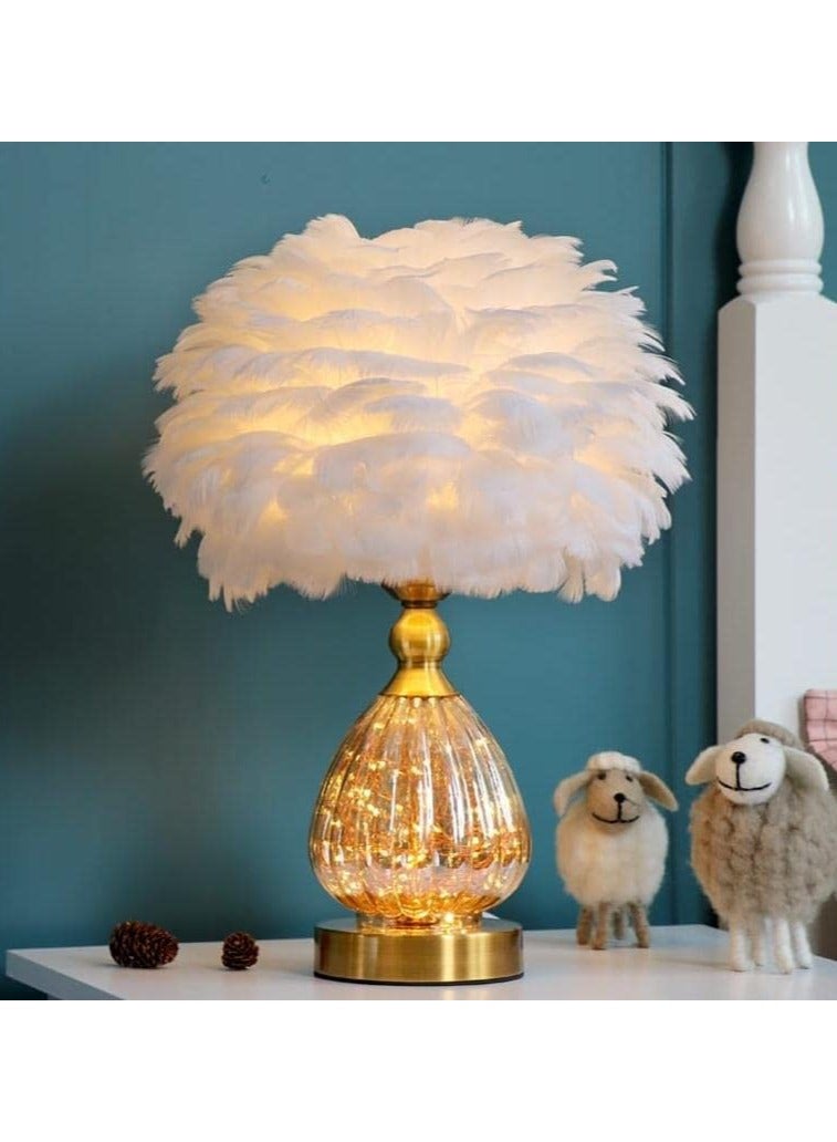 LINGWEI Feather Lamp Table Lamp with Three Diffret Colour Light Decoration Night Light LED Feather Table Lamp For Living room Bedroom Office Desk - Image 3