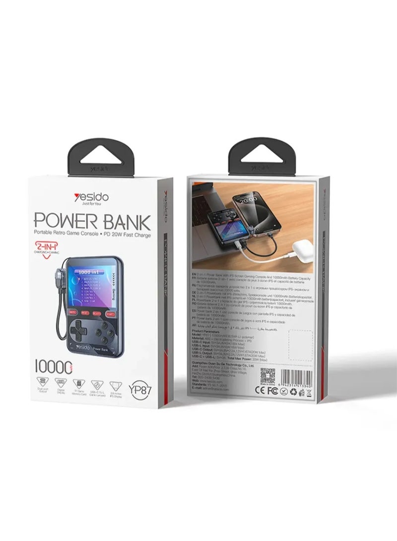 Yesido YP87 2-in-1 PD 20W 10000mAh Power Bank – Compact Fast Charging Solution - Image 1