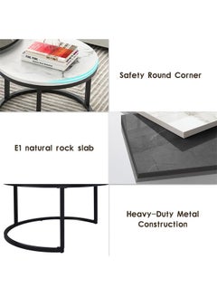 NKX Set Of 2 Modern Round Nesting Coffee And Snack End Table With Metal Frame  - Image 5