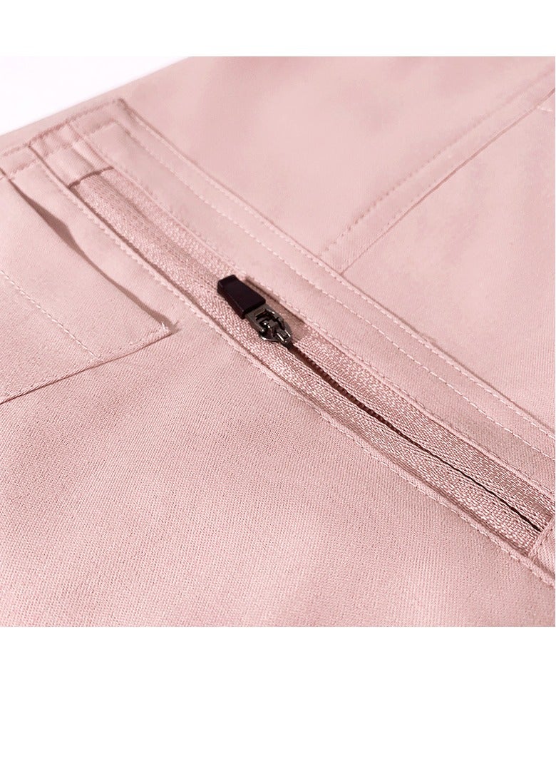 Loquat Medical Uniform Scrubs Pants Unisex Elastic Waist Jogger Pants Workwear Pink  - Image 3
