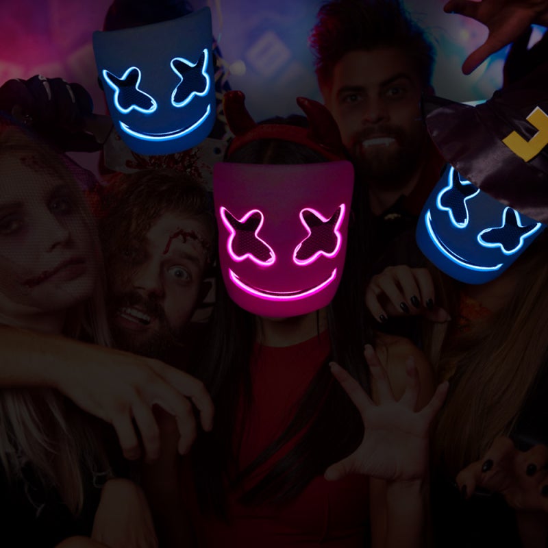 Luminous Mask Ice Blue PVC Material Cold Light Technology - Versatile Control Modes Battery Powered for Party Festival Events - Image 4
