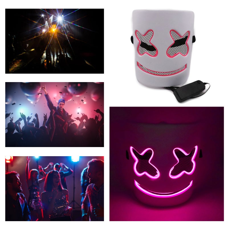 Luminous Mask Ice Blue PVC Material Cold Light Technology - Versatile Control Modes Battery Powered for Party Festival Events - Image 3