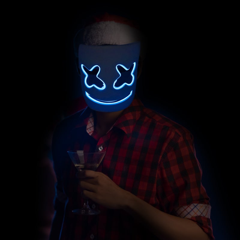 Luminous Mask Ice Blue PVC Material Cold Light Technology - Versatile Control Modes Battery Powered for Party Festival Events - Image 5