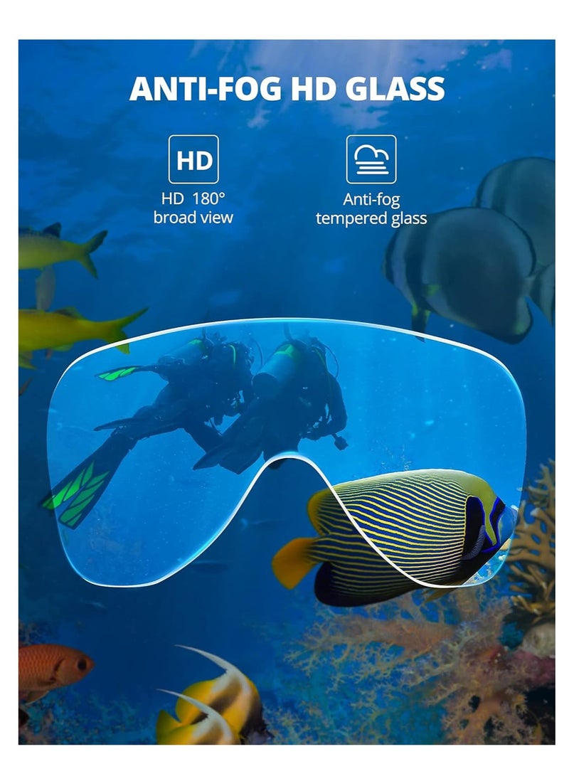 Excefore قناع الغوص، قناع سنوركل، قناع سكوبا مضاد للضباب ومضاد للتسرب مع قاعدة كاميرا، قناع الغوص، قناع سنوركل، نظارات غوص بانورامية قابلة للطي بزاوية 180°، زجاج مقسى، للبالغين والشباب - Image 3