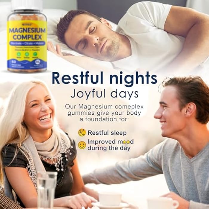 NEVISS Magnesium Complex Gummies 400mg, Magneisum Glycinate Citrate Malate + Turmeric, GABA, B6 B12, Kava Kava, L-Theanine for Sleep, Calm, Relaxation, Energy, Magnesium Gummies for Women Men, Vegan, 60 Cts - Image 4