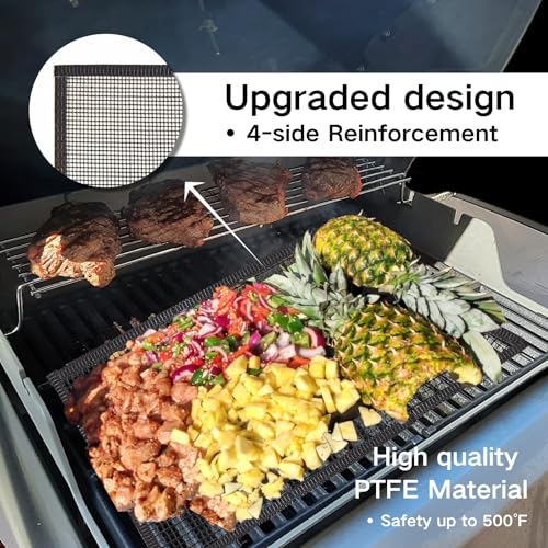 WOHLOPL 3 Pack Grill Mesh Mat Outdoor Grill, Heavy Duty and Non Stick BBQ Grilling Mats & Baking Mats, Resuable and Easy to Clean, Works on Gas Charcoal and Electric BBQ (15.7 x 13 Inch x 3 pcs) - Image 2