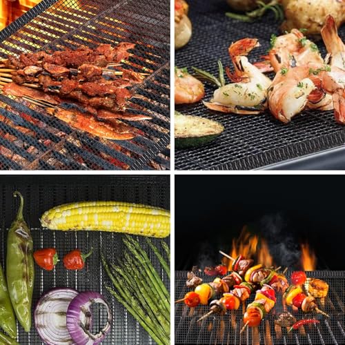 WOHLOPL 3 Pack Grill Mesh Mat Outdoor Grill, Heavy Duty and Non Stick BBQ Grilling Mats & Baking Mats, Resuable and Easy to Clean, Works on Gas Charcoal and Electric BBQ (15.7 x 13 Inch x 3 pcs) - Image 4