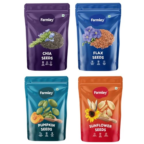 Farmley Edible Seeds Combo 800 g | Chia Seed + Sunflower Seed + Pumpkin Seed I Superfood Mix for Healthy Eating | Rich in Protein & Fiber (200g, each) (Pack of 4) - Image 1