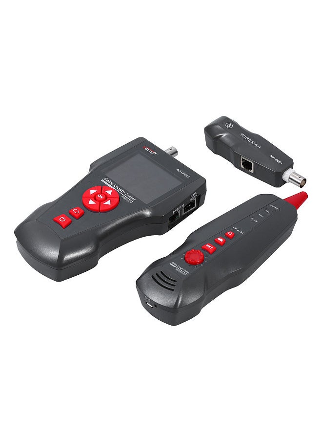 NOYAFA - Multi-functional LCD Network Cable Tester Wire Tracker RJ11 RJ45 BNC Wire Length Finder with 8 Remote Adapters PING & POE Testing Functions - Image 1