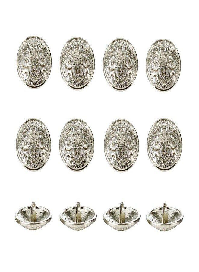 RECHERE 12 PCS Flowery Openwork Metal Shank Buttons Craft for DIYS Sewing Embellishment (Silver,23mm)