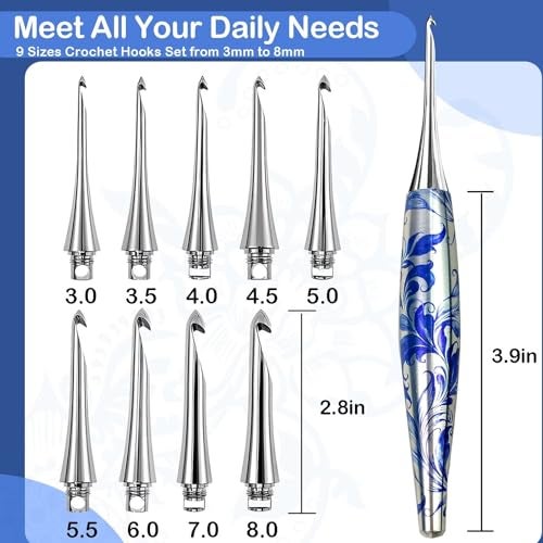 YihuaTop 34 in 1 Interchangeable Crochet Hook Set - 3mm-8mm Ergonomic Crochet Hooks Set- Handle Crochet Hook Set for Beginners and Advanced Crafters - Image 4
