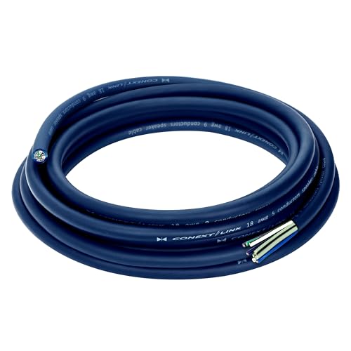 Conext Link MSC918-20 20 Feet 9 Conductors Blue Speed Wire Primary Wire Speaker Cable 18 AWG Gauge GA 100% OFC Copper Stranded Trailer （11993） - Image 1