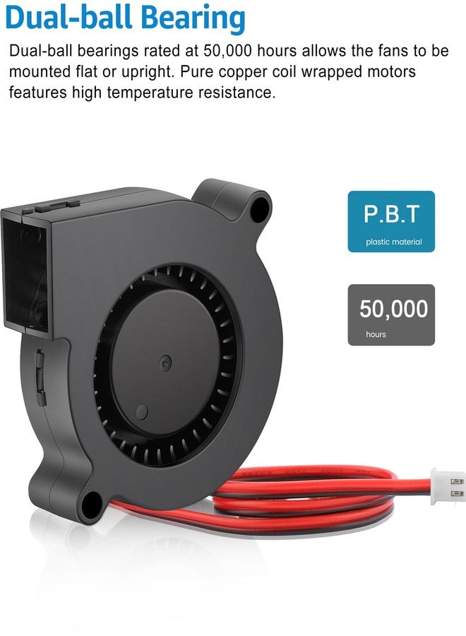 GDSTIME 5015 Blower Fan 24V High Speed, 50mm x 15mm DC Brushless Turbo Cooling Fan 2-Pin Dual Ball Bearing for 3D Printer Part 2-Pack - Image 4