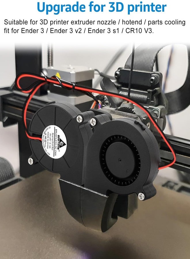 GDSTIME 5015 Blower Fan 24V High Speed, 50mm x 15mm DC Brushless Turbo Cooling Fan 2-Pin Dual Ball Bearing for 3D Printer Part 2-Pack - Image 2