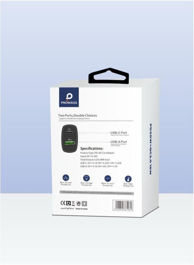 بروماس شاحن سيارة Promass بقوة 38 واط مع منفذ USB سريع ومنفذ PD سريع لجميع الأجهزة - Image 3