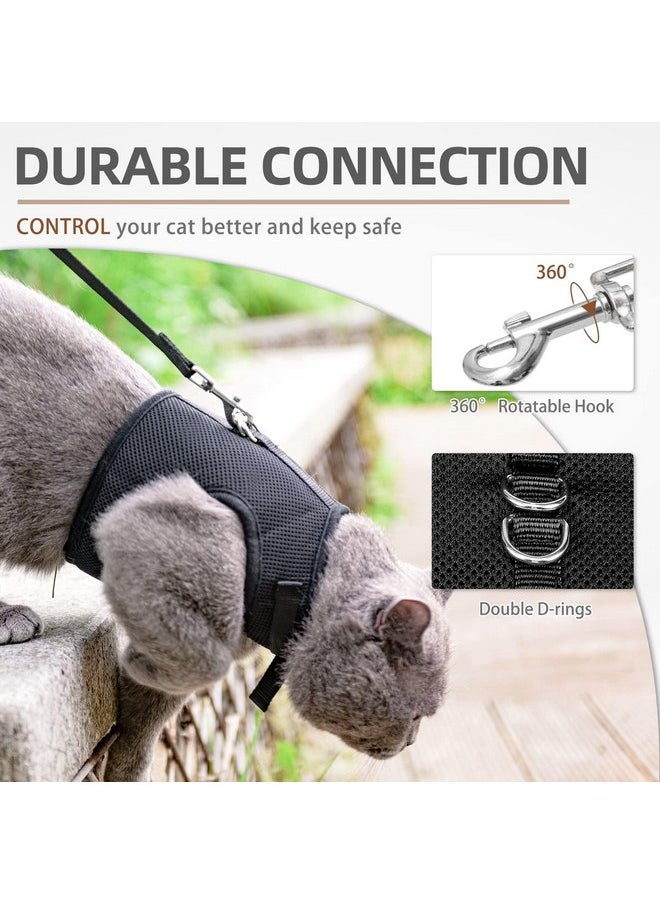 PUPTECK - PUPTECK Soft Mesh Cat Vest Harness and Leash Set Puppy Padded Pet Harnesses Escape Proof for Cats Small Dogs Rabbits Bunny, Black XL - Image 1