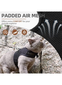 PUPTECK PUPTECK Soft Mesh Cat Vest Harness and Leash Set Puppy Padded Pet Harnesses Escape Proof for Cats Small Dogs Rabbits Bunny, Black XL  - Image 2