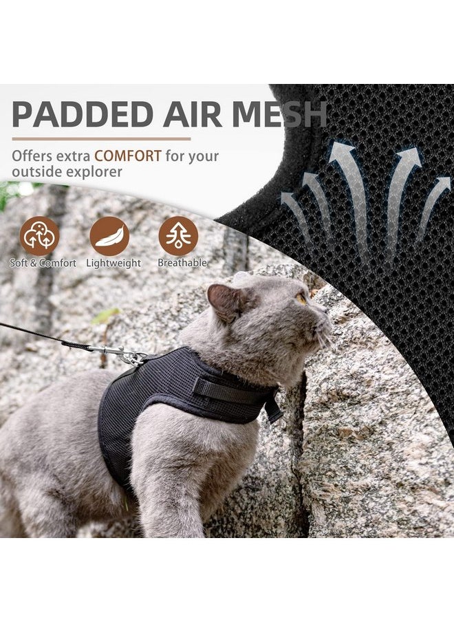 PUPTECK - PUPTECK Soft Mesh Cat Vest Harness and Leash Set Puppy Padded Pet Harnesses Escape Proof for Cats Small Dogs Rabbits Bunny, Black XL - Image 1