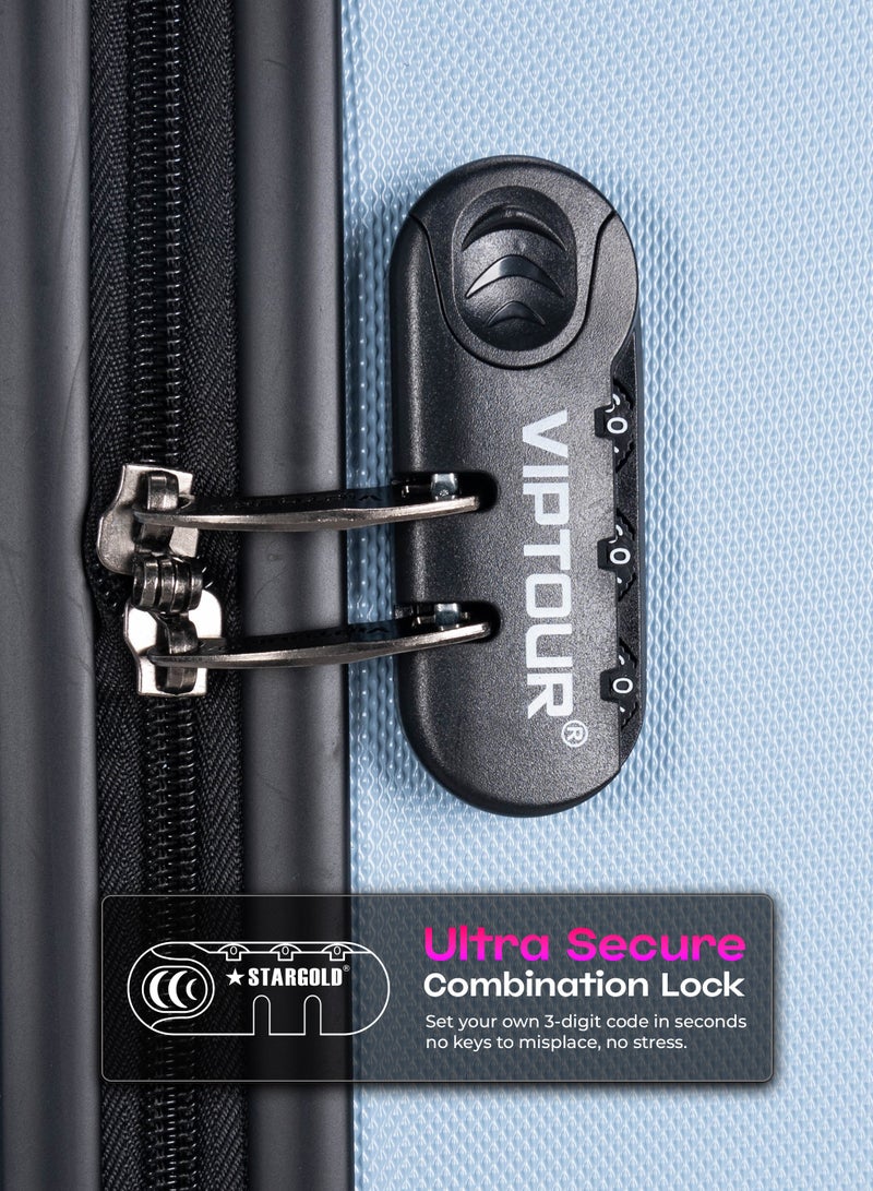 VIPTOUR 4-Piece Hardside Spinner With Number Lock Luggage Trolley Set - Image 3