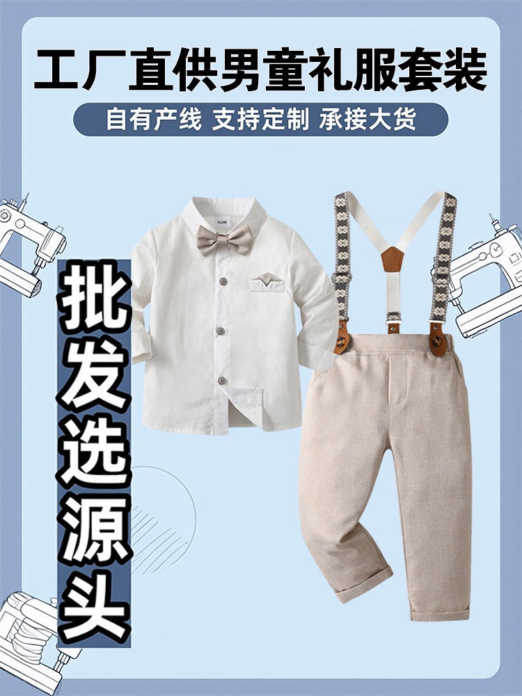 Performance Host Children'S Clothing Baby Clothing Suspenders Small Suit Boys Suit - Image 2