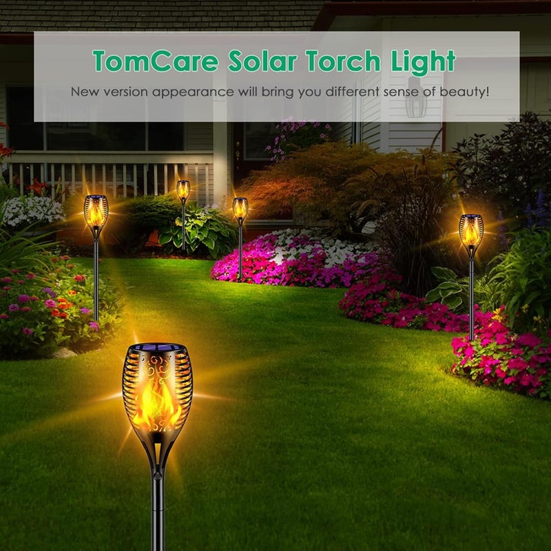 TomCare Solar Lights Outdoor 99 LED Higher & Larger Flickering Flame Solar Torch Lights 43" Decorative Waterproof Solar Powered Pathway Landscape Lighting for Garden Patio Yard, 2Pack (Black) - Image 5