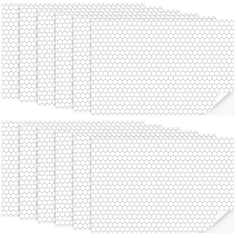 Flutesan 12 Pcs Miniature Dollhouse Wallpaper and Flooring Peel and Stick Mini DIY Self Adhesive Dollhouse Accessories 8.27 x 11.69 Inch (Hexagonal Grid) - Image 1