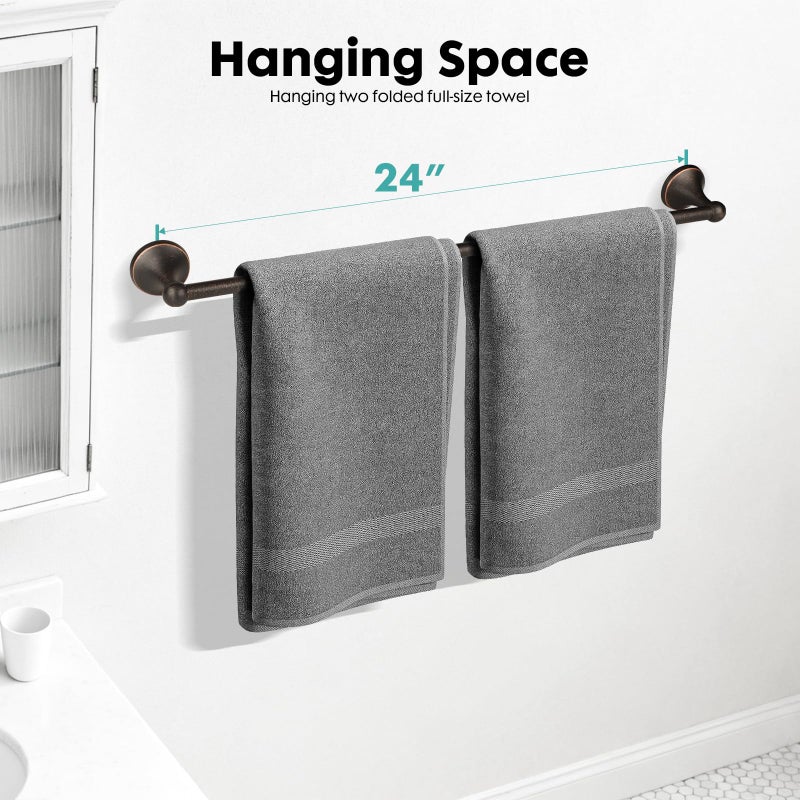 Ntipox Antique Bathroom Towel Bar Oil Rubbed Bronze, 24 Inch Towel Racks for Bathroom Wall Mounted,Bathroom Towel Holder Bronze,Home Decor Towel Rod - Image 4