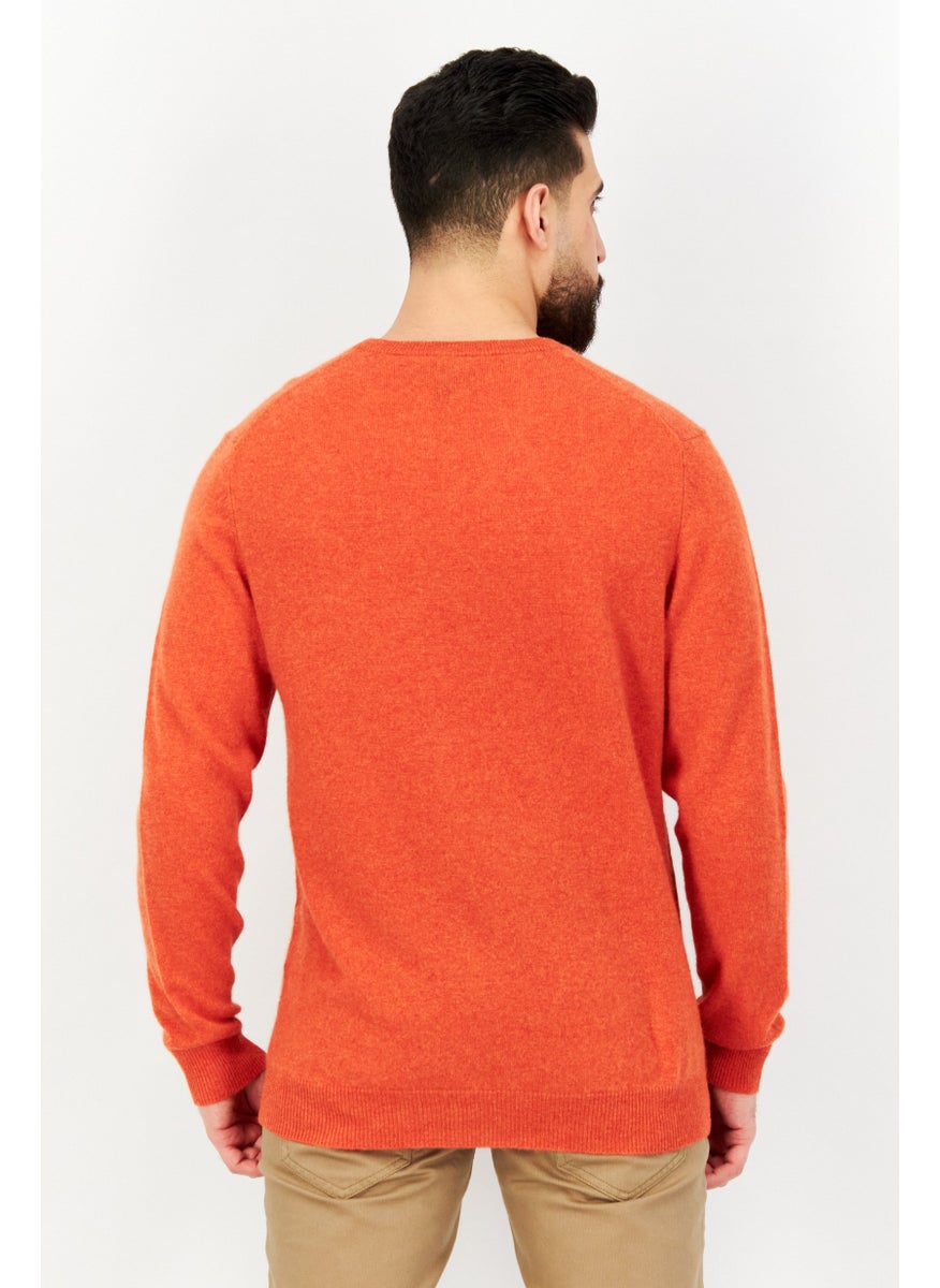 Club Room - Men V-Neck Long Sleeve Knitted Sweater, Orange - Image 1