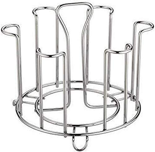 LANKESH ENTERPRISEGlass Holder for 6 Glasses Glass Stand Made Stainless Steel Glass Stand for Kitchen Dining Table Glass Holder Round - Image 1
