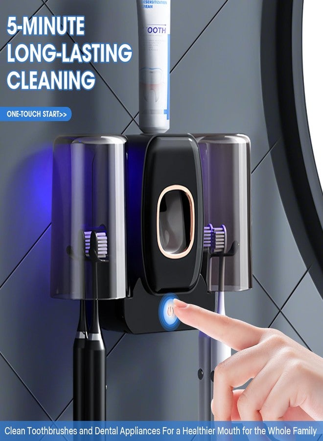 GoLashFun Toothbrush Holder for Bathroom,Bathroom Toothbrush Cleaning Tool with Toothpaste Dispenser USB Charging with 2 Cups (Black) - Image 4