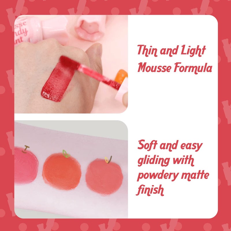 THESAEM Saemmul Mousse Candy Tint #4 Grapefruit Mousse - High Pigment Matte Finish Long Lasting Lip Stain with Honey Extracts to Hydrate Lips - Weightless & Smudge-Proof, 0.3 fl.oz. - Image 4