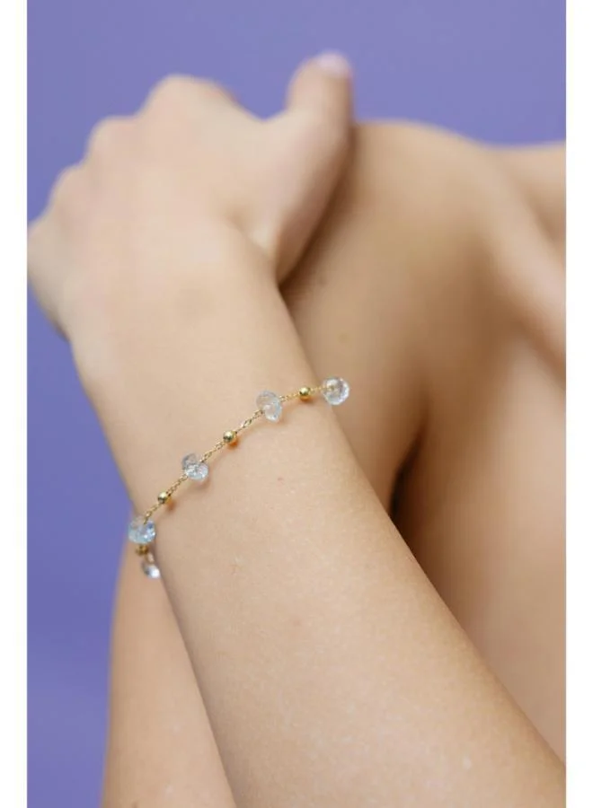 جواندلينا Silver Yellow Gold Plated Bracelet with Semi Precious Stone