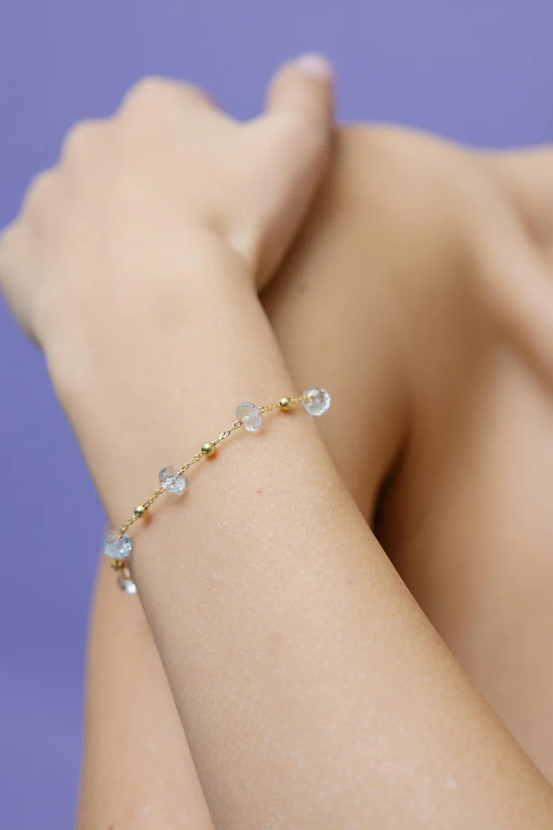 Guendalina Silver Yellow Gold Plated Bracelet with Semi Precious Stone