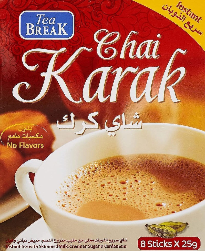 Tea Break Instant Chai Karak, 8 x 25g Sachets - Image 1