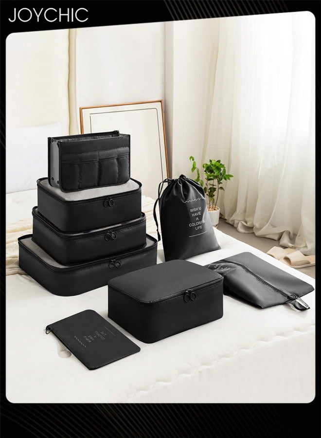 Joychic 8 قطع من مكعبات التعبئة لحقائب السفر مجموعة حقائب تنظيم الحقائب خفيفة الوزن حقيبة أساسية مع مستلزمات الحمام الكبيرة والملابس والأحذية - Image 1