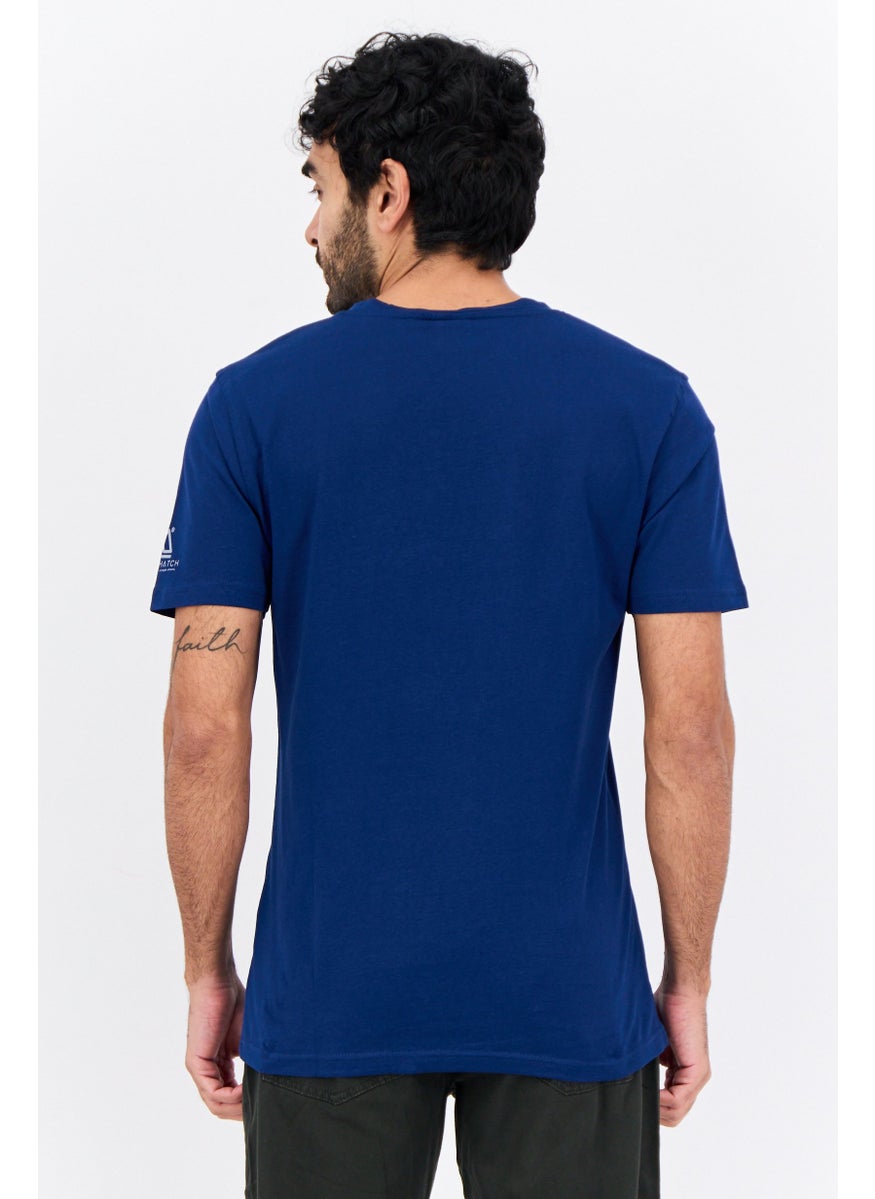 CROSSHATCH Men Crew Neck Short Sleeve Graphic T-Shirt, Navy Blue  - Image 3
