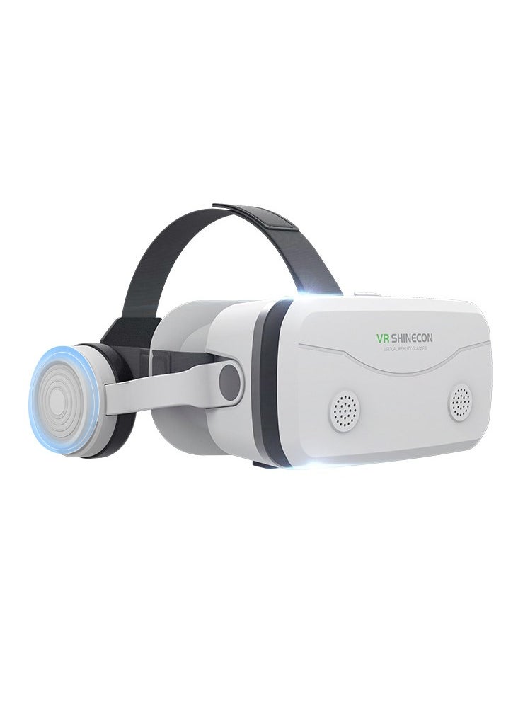 VR SHINECON - G15E VR Glasses IMAX 3D Movies Virtual Reality VR Glasses Google Cardboard Box VR Helmet for 4.7-7 Phone, Support Game Joystick (White) - Image 1