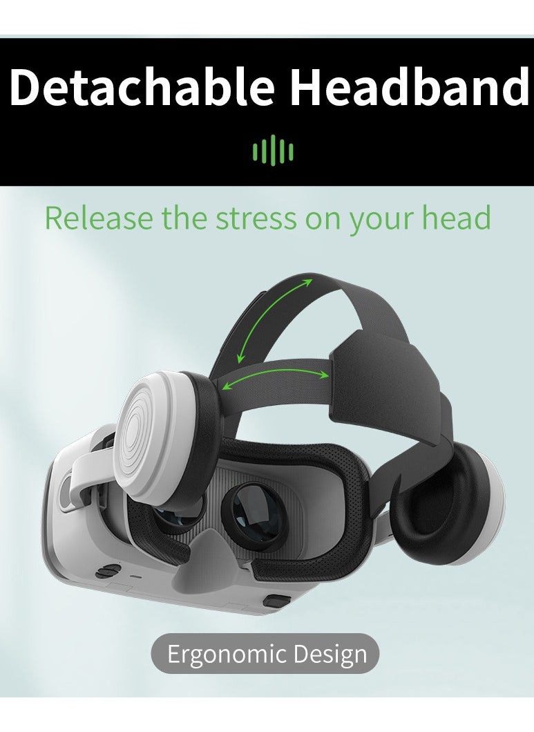 VR SHINECON - G15E VR Glasses IMAX 3D Movies Virtual Reality VR Glasses Google Cardboard Box VR Helmet for 4.7-7 Phone, Support Game Joystick (White) - Image 1