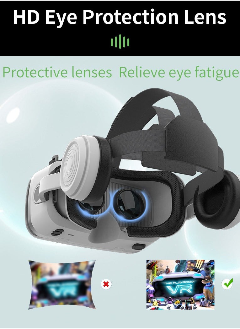VR SHINECON - G15E VR Glasses IMAX 3D Movies Virtual Reality VR Glasses Google Cardboard Box VR Helmet for 4.7-7 Phone, Support Game Joystick (White) - Image 1