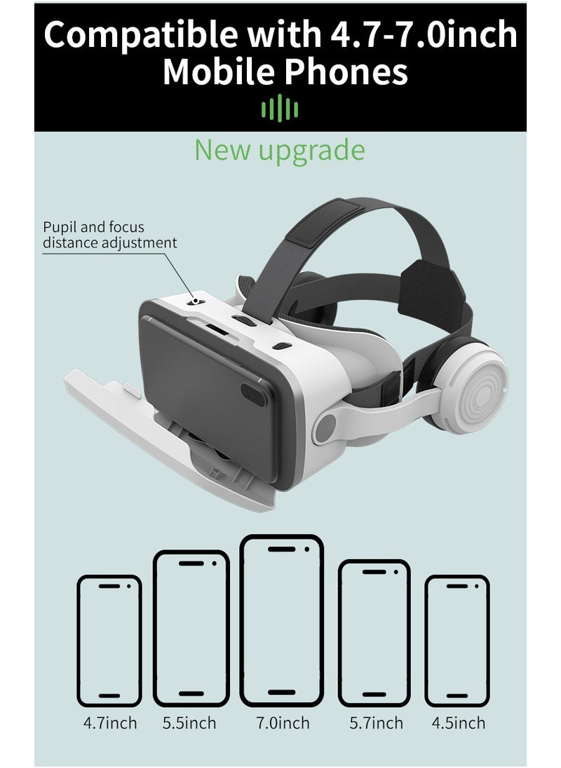 VR SHINECON - G15E VR Glasses IMAX 3D Movies Virtual Reality VR Glasses Google Cardboard Box VR Helmet for 4.7-7 Phone, Support Game Joystick (White) - Image 1