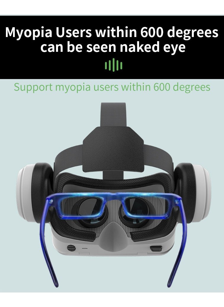 VR SHINECON - G15E VR Glasses IMAX 3D Movies Virtual Reality VR Glasses Google Cardboard Box VR Helmet for 4.7-7 Phone, Support Game Joystick (White) - Image 1