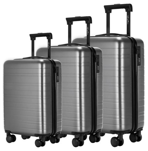 Basics 3-Piece Luggage Sets (20", 24", 28"), Expandable Luggage Sets Clearance, Suitcases with Spinner Wheels, Hard Shell Luggage Carry on Luggage Set with TSA Lock (GREY)